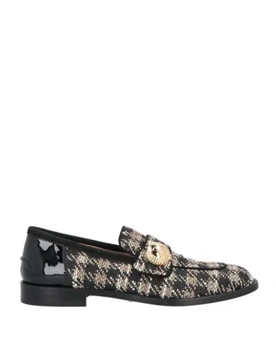 Pollini Woman Loafers Black Size 6 Leather, Textile Fibers