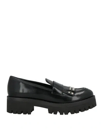Pollini Woman Loafers Black Size 6 Pvc - Polyvinyl Chloride, Polyurethane