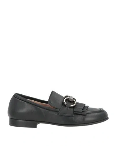 Pollini Woman Loafers Black Size 6.5 Leather In Multi