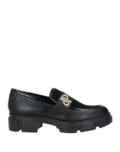 Pollini Woman Loafers Black Size 7 Leather