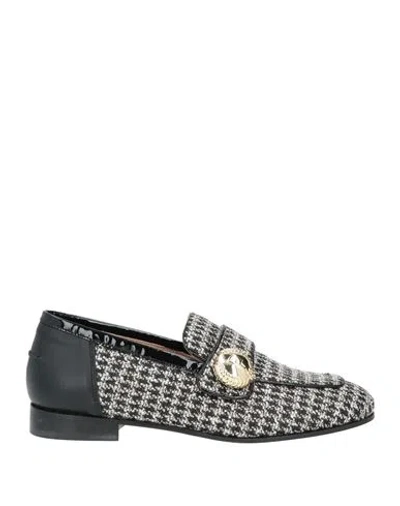 Pollini Woman Loafers Black Size 7 Leather, Textile Fibers In Multi