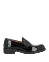 Pollini Woman Loafers Black Size 8 Leather In Black