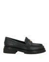 Pollini Woman Loafers Black Size 8 Leather In Black