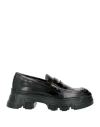 Pollini Woman Loafers Black Size 8 Leather In Black