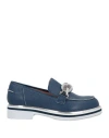Pollini Woman Loafers Blue Size 8 Leather