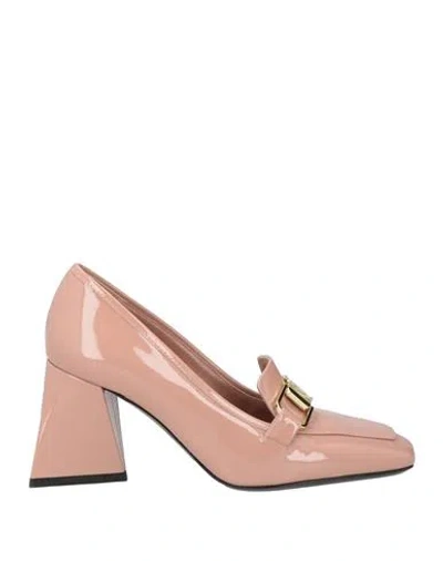 Pollini Woman Loafers Blush Size 6 Soft Leather In Pink