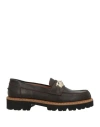 Pollini Woman Loafers Brown Size 11 Calfskin In Brown