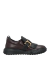 Pollini Woman Loafers Burgundy Size 7 Leather In Red