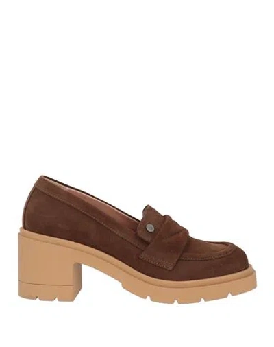 Pollini Woman Loafers Chocolate Brown Size 8 Leather