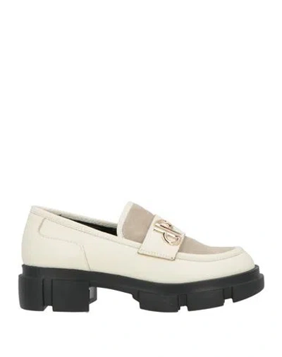 Pollini Woman Loafers Cream Size 6 Leather In White