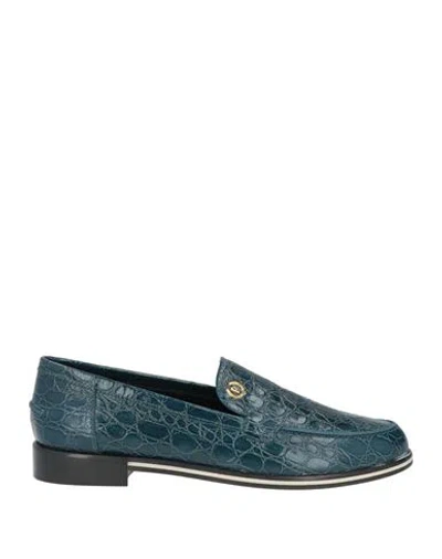 Pollini Woman Loafers Deep Teal Size 8.5 Leather In Green
