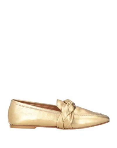 Pollini Woman Loafers Gold Size 6 Leather