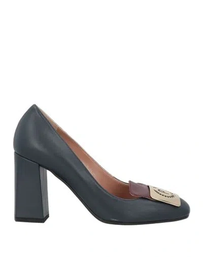 Pollini Woman Loafers Midnight Blue Size 6 Calfskin