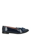 Pollini Woman Loafers Navy Size 6.5 Leather In Blue