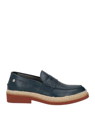Pollini Woman Loafers Navy Size 9 Calfskin In Blue