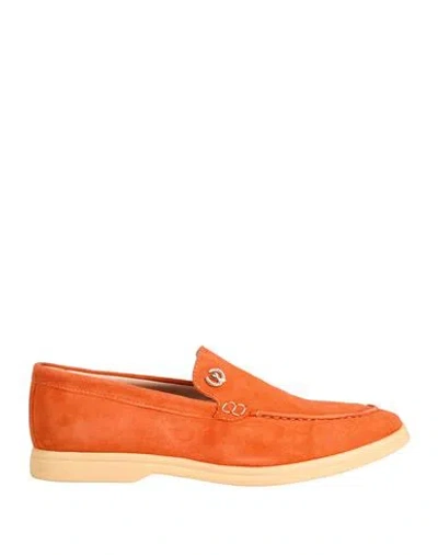 Pollini Woman Loafers Orange Size 7 Soft Leather