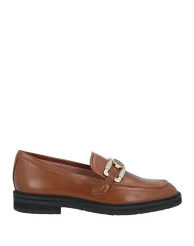 Pollini Woman Loafers Tan Size 8 Calfskin In Brown