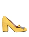 Pollini Woman Loafers Yellow Size 7 Leather