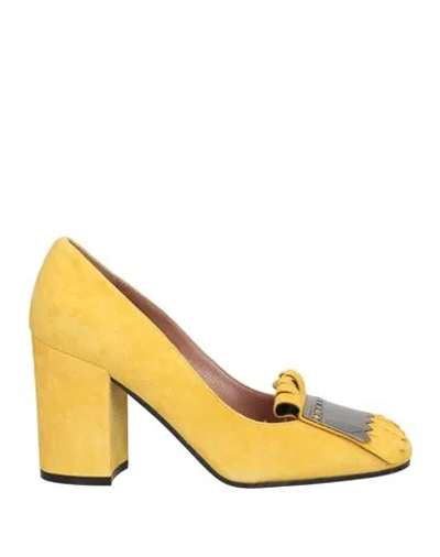 Pollini Woman Loafers Yellow Size 7 Leather