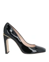 Pollini Woman Pumps Black Size 7 Leather In Black
