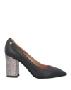 Pollini Woman Pumps Black Size 7.5 Soft Leather In Black