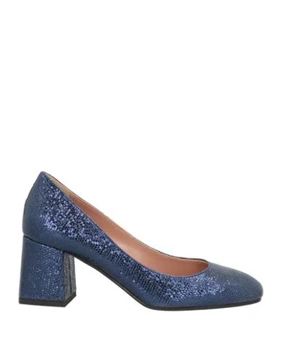 Pollini Woman Pumps Blue Size 7.5 Leather