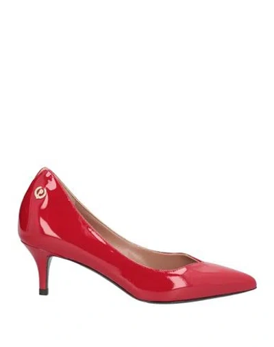 Pollini Woman Pumps Brick Size 6 Leather In Red