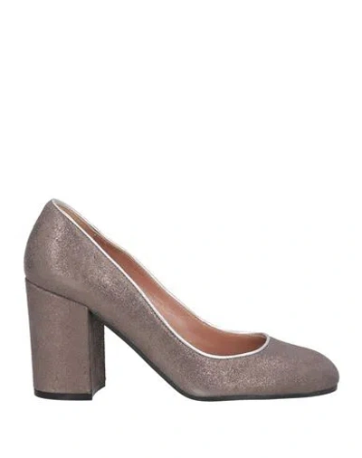 Pollini Woman Pumps Bronze Size 7 Leather