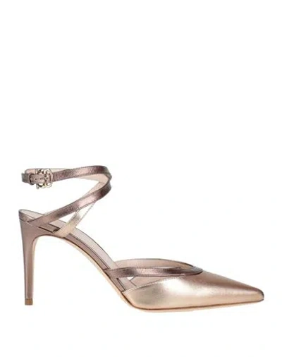 Pollini Woman Pumps Bronze Size 8 Goat Skin