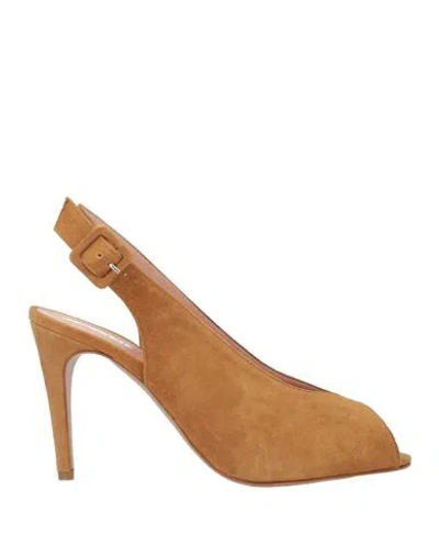 Pollini Woman Pumps Brown Size 11 Leather