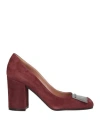 Pollini Woman Pumps Burgundy Size 7 Leather