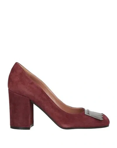 Pollini Woman Pumps Burgundy Size 7 Leather