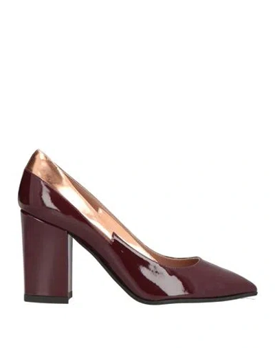 Pollini Woman Pumps Burgundy Size 7 Leather In Red