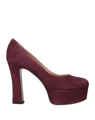 Pollini Woman Pumps Burgundy Size 8 Leather In Red