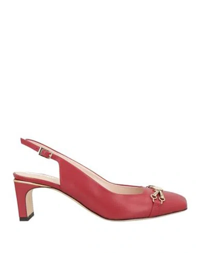 Pollini Woman Pumps Burgundy Size 8 Leather In Red