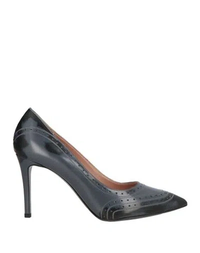 Pollini Woman Pumps Charcoal Size 7 Leather