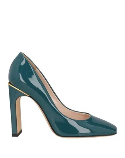 Pollini Woman Pumps Deep Jade Size 7.5 Leather In Green