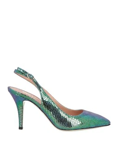 Pollini Woman Pumps Emerald Green Size 8 Leather