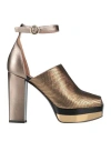Pollini Woman Pumps Gold Size 7 Leather