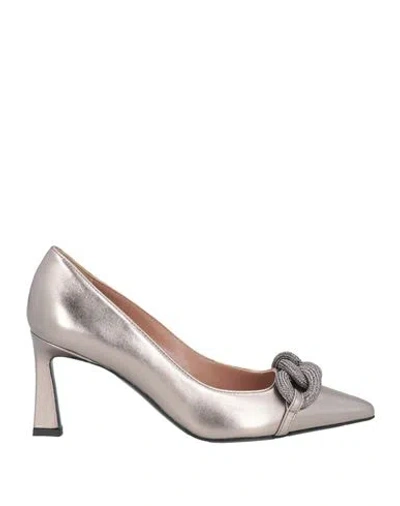 Pollini Woman Pumps Lead Size 8 Leather In Grey