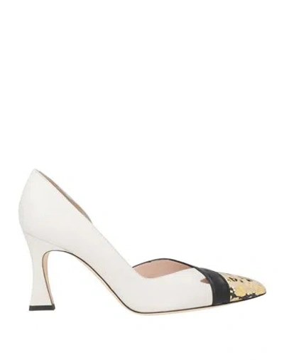 Pollini Woman Pumps Light Grey Size 8 Leather In White