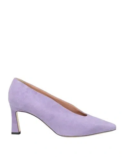 Pollini Woman Pumps Lilac Size 7.5 Leather In Purple