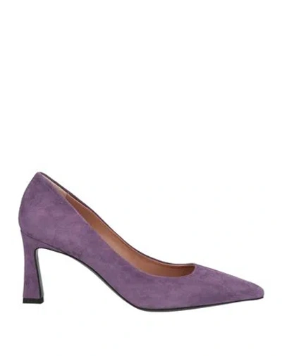 Pollini Woman Pumps Mauve Size 5 Leather In Purple
