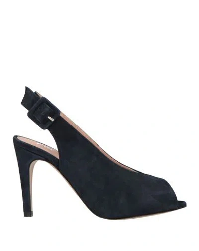 Pollini Woman Pumps Navy Size 5 Leather In Black
