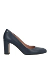 Pollini Woman Pumps Navy Size 6 Leather In Blue