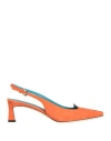 Pollini Woman Pumps Orange Size 8 Leather