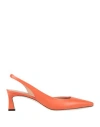 Pollini Woman Pumps Orange Size 8 Leather