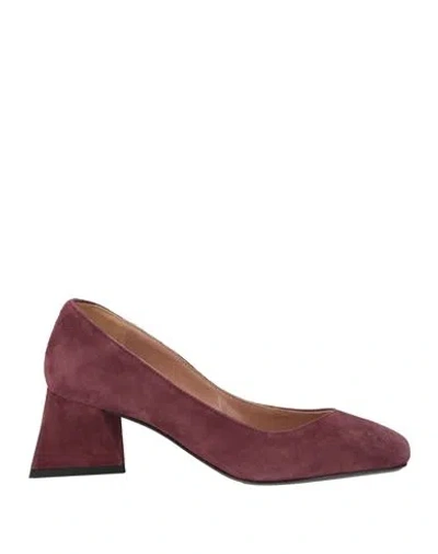 Pollini Woman Pumps Plum Size 5 Leather In Purple