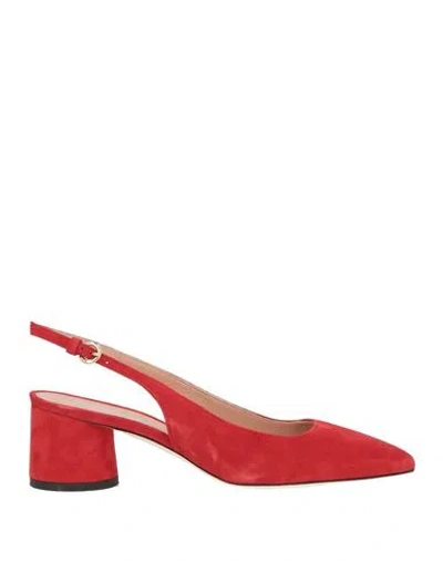 Pollini Woman Pumps Red Size 8 Leather In Multi
