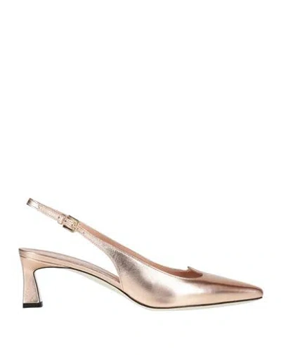 Pollini Woman Pumps Rose Gold Size 8 Leather
